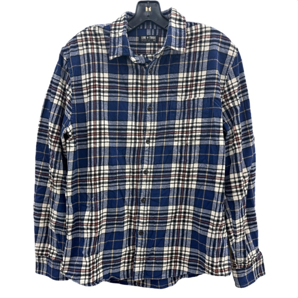 Line of Trade Summit Flannel Trail Blue Plaid Men’s Medium 100% Cotton